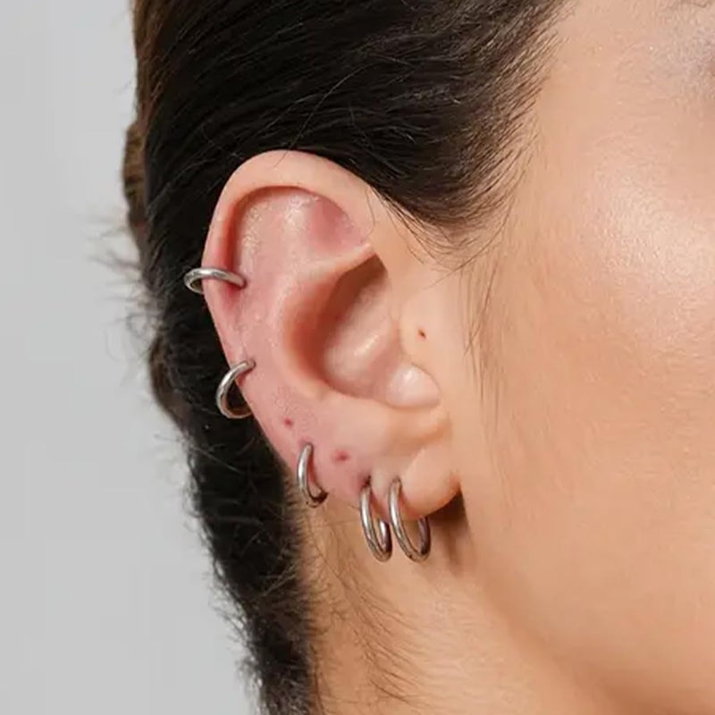AMASIS Hypoallergenic Surgical Steel Earrings Sets for Sensitive Ears Lightweight Small Huggie Hoop Earrings 20G Stainless Steel Opal Ball Pearl CZ Flat Back Earrings for Women Men Trendy Cartilage Earrings Hoop Stud - Image 5